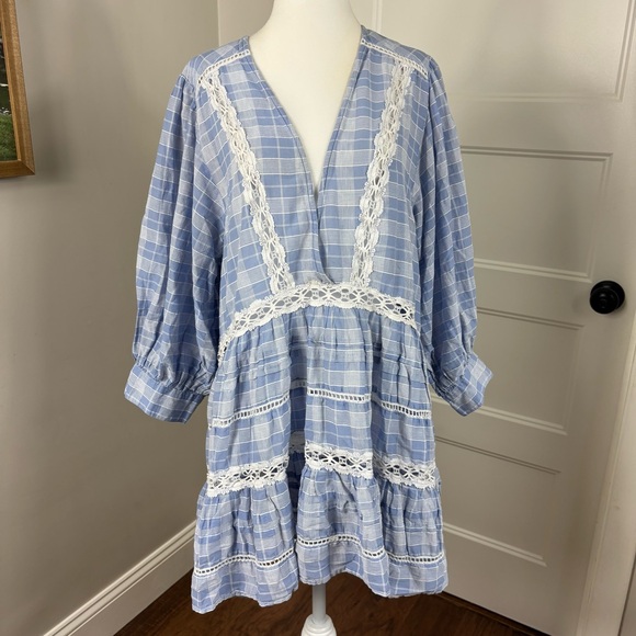 Free People Tops - Free People Timeout Lace Tunic Size L Boho Cottagecore Coquette Feminine Prairie